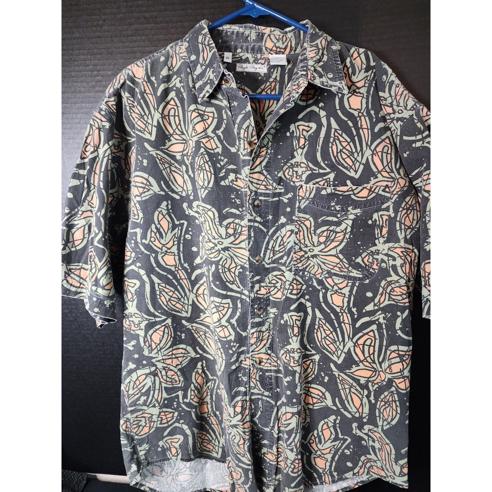 Vintage Bugle Boy 90s Mens Button Down Paisley Shirt Pocket Short Sleeve Size XL